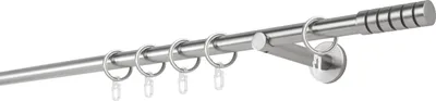 Produktbild von Gardinenstange auf Maß 20mm Rille 1-lauf Wandträger 12cm Farbe: Edelstahl-Optik, Größe: 360cm