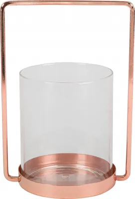 Produktbild von Moderner Kerzenständer aus Glas und Metall roségold 19,5 cm - Einheitsgröße