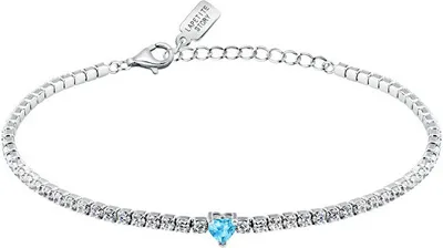 Produktbild von Silbernes Tennisarmband mit blauem Herz LPS05AWV44