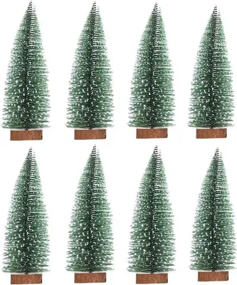 Obrázok produktu pre Malý zelený vianočný stromček, 10 cm, drevený podstavec, vianočná dekorácia, stolová dekorácia