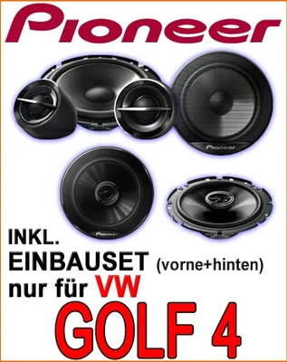Produktbild von Pioneer Lautsprecher für vorne & hinten - Einbauset passend für VW Golf 4 - justSOUND