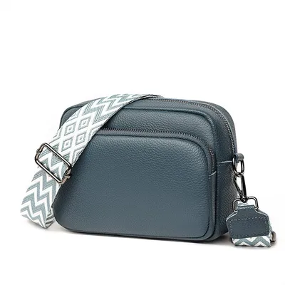 Produktbild von 123Kunst Handytasche Damen, Klein, Modern, Breiter Schultergurt, Blau, 21x15x8 cm, RV-Hauptfach, RV-Front- & Rückfach, innen RV-Tasche & Steckfach