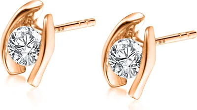 Produktbild von 585er Rotgold Diamanten Ohrstecker Spannfassung 0,06 ct.