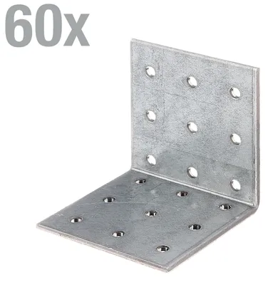 Immagine prodotto di Alberts 846640 Staffa in lamiera forata, zincata sendzimir, 60 x 60 x 60 mm, set da 60
