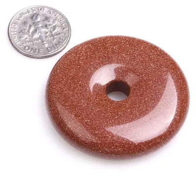 Ring-Donut-Perle, 40 mm, Braun Gold Sandstein, 1 Stück