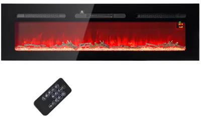 Produktbild von HOMCOM Elektrokamin 1800 W Wandkamin mit LED Flammeneffekt Kristalle in 3 Farben
