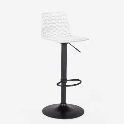 Produktbild von Verstellbarer Barhocker mit mattschwarzer Basis Grand Soleil Spider Matt - Weiß