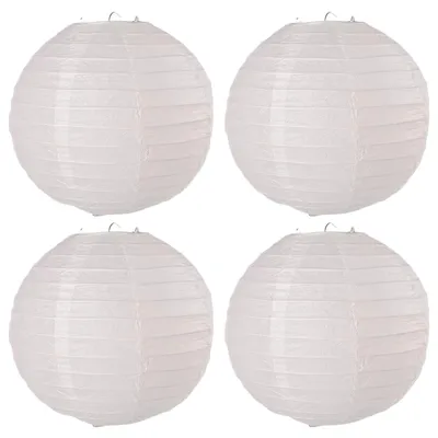 4 weiße Papierlaternen Ø 30 cm für Kinder & Deko