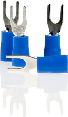 Produktbild von alca® Gabel-Kabelschuhe blau 4,3mm 10St. 1,5-2,5 mm² M4 teilisoliert Kabelschuhe Gabelkabelschuhe Kabelschuh Quetschkabelschuhe Mechaniker, Kfz, etc.