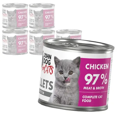 Produktbild von John Dog für Katzen Feuchtfutter für Kätzchen Hähnchenfilets 6x140g