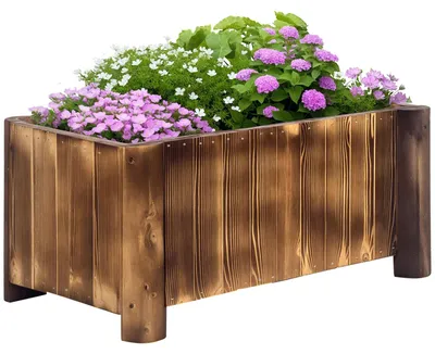 Obrázek produktu pro Dřevěný vyvýšený záhon – květinový záhon – zahradní květináč se 4 nohami – 70x35x30 cm – přírodní vzhled