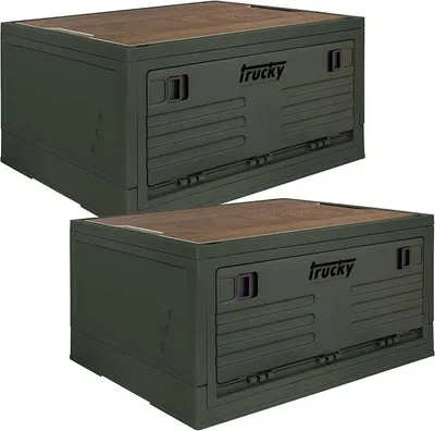 Produktbild von Storage Box mit Deckel Camping Klappbox Klappkiste Aufbewahrungsbox | 2er Set 35 L, 47 x 35 x 24 cm, Grün, faltbar, Aufbewahrung, Kiste