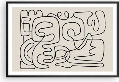 Produktbild von Gerahmtes Poster - Schwarzer Rahmen - Linien Figuren Formen - 91,5x61 cm - Wand Bild - Wanddeko - Wandbilder - Kunstposter - Wandposter - Bilderrahmen - Bilder - Kunstdruck - P2BAA91x61-5121