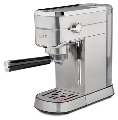 Immagine prodotto di Macchina per caffè espresso TZS First Austria con portafiltro | Elettrica | Con montalatte, compatibile con cialde | Serbatoio dell'acqua da 1 l, incl. 2 tazze in vetro a doppia parete | Acciaio inossidabile *Articolo di seconda scelta*