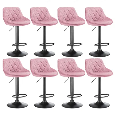 Produktbild von 8er-Set Barhocker Barstuhl Tresenhocker Küchenstühle Samt Hocker Höhenverstellbar Chorm- Rosa