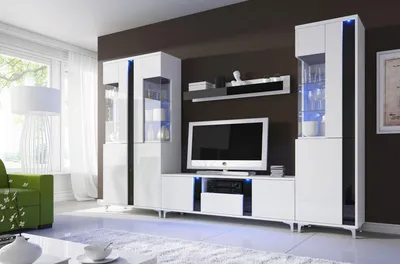 Produktbild von Hochglanz Wohnwand Schrankwand Wohnzimmer Schrank Vitrine Sideboard Wohnwände