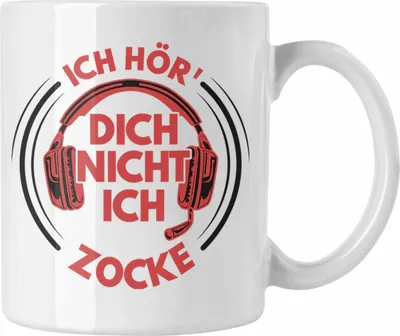 Produktbild von Trendation - Zocker Tasse Geschenk Ich Höre Dich Nicht Ich Zocke Gamer Geschenkidee Lustiger Spruch Gaming (Weiß)