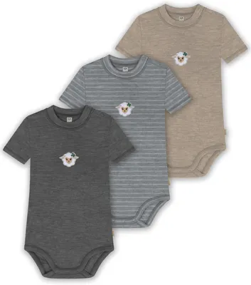 Produktbild von normani 3er Set  Baby Body Kurzarm aus Wolle für Junge und Mädchen