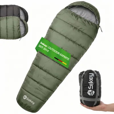 Produktbild von Sekey Schlafsack Camping Outdoor Mumienschlafsack 220x80x50 cm, Grün, 0,9 kg
