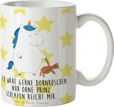 Produktbild von Mr. & Mrs. Panda Pott Einhorn Teddy - Weiß - Geschenk, Einhörner, Träumen, Teetasse, Gute Nacht, Bedruckte Tasse, Bett, Freundin, Kaffeebecher, Teepott, keramik, Unicorn