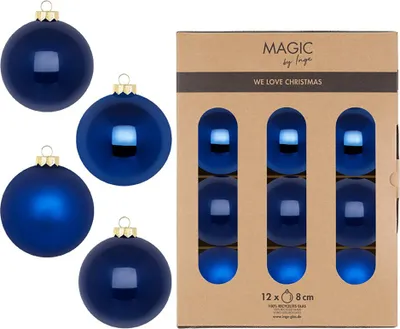 Produktbild von Weihnachtskugeln Glas 8cm 12 Stück - Royal Blue