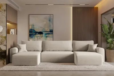Produktbild von Kaiser Möbel Ecksofa mit schlaffunktion und bettkasten, Sofa U-form, Couch U-form CAPRI Poso Beige