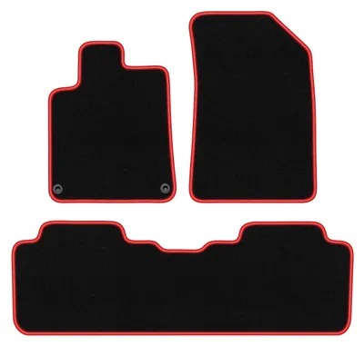 Obrázok produktu pre Velúrové autokoberce pre: Peugeot 407 2004-2011 kupé, sedan, kombi, SW čierno-červené 3 ks