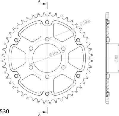 Produktbild von Stealth-Kettenrad Supersprox 530 - 46Z (gold) RST-488:46-GLD|ID 80,0 LK 104,0 6-Loch
