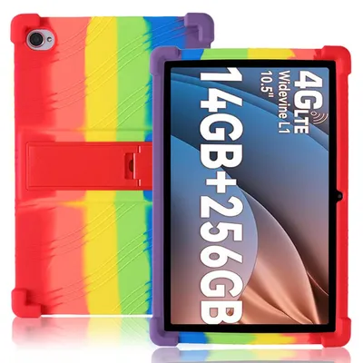 Image de Étui de protection pour tablette Blackview Tab 15 / Tab 15 Pro 10,5 pouces, en silicone souple résistant aux chocs, avec support intégré, de couleur vive