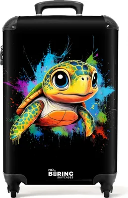 Obrázek produktu pro NoBoringSuitcases.com® Kufr Příruční zavazadlo Kufr na kolečkách Malý cestovní kufr na 4 kolečkách - Želva s barevnými graffiti - Kabina Velikost < 55x40x23 cm a 55x40x20 cm - Foto kufr - Kabinový kufr - Palubní zavazadloPříruční zavazadlo Kufr 55x35x20 cm, 36L,