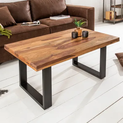 Produktbild von riess-ambiente Massivholz Couchtisch IRON CRAFT 100cm Sheesham stone finish Industrial Design Beistelltisch Tisch