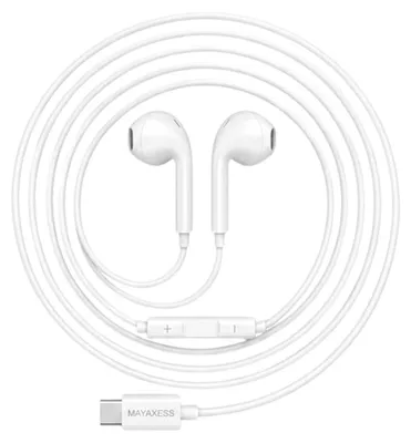 Image de Mayaxess, écouteurs filaires USB-C avec micro pour Galaxy 24, blanc