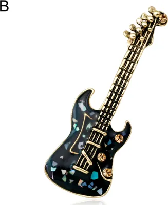 Produktbild von Vintage Damen Strass Gitarre Brosche Pins Abzeichen Schmuck Accessoires Geschenke-B