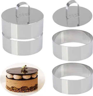 Produktbild von Kuchenringe Set 4 Stück, 10 cm, Edelstahl, für Desserts, Tortenformen für Feier und Küche