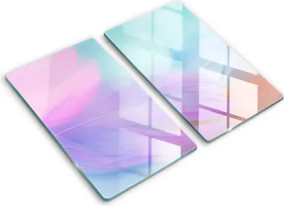 Produktbild von Abdeckung Glas - Küchenabdeckung - 2x30x52 cm - Abdeckplatte -Pastellfedern