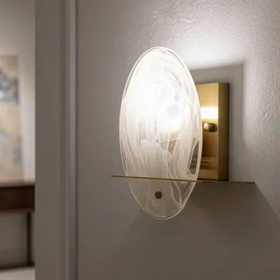 Obrázok produktu pre Nástenná lampa z kovu a skla, zlatá 20x11x25 cm