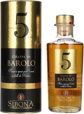 Produktbild von Sibona Grappa di Barolo 5 Years 500ml + Box 44% Vol.