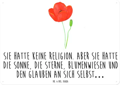 Produktbild von Mr. & Mrs. Panda Wandbild Blume Mohnblume DIN A6 - Weiß - Geschenk, Motivation, Garten, Respekt, Schild, Blechschild, tafel, Nostalgieschild, Glaube, Religion, Mohn