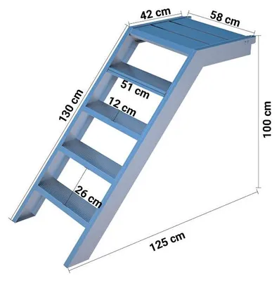 Produktbild von Gerüsttreppe Aluminium 1,00 m Höhe mit Podest für Swimmingpools und Schwimmteiche