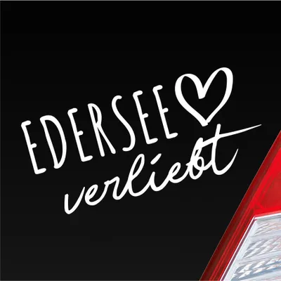 Produktbild von Auto Aufkleber Edersee verliebt Herz See Sea Liebe Car 19x9 cm Weiss Glanz Sticker Heckscheibenaufkleber