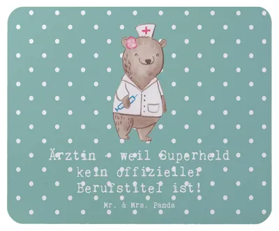 Produktbild von Mr. & Mrs. Panda Mauspad Ärztin Superheld - Meeresbrise - Geschenk, laptop mousepad, Magie, Wissenschaft, pc, Berufe, Berufsprodukte, Engagement, Berufsgestaltung, Beruf