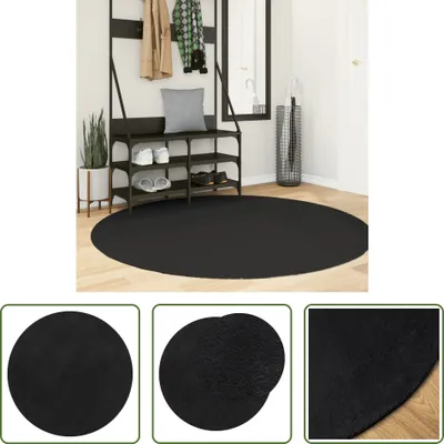 Produktbild von The Living Store Teppich HUARTE Kurzflor Weich und Waschbar Schwarz Ø 160 cm
