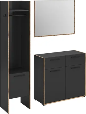 Produktbild von Garderoben-Set Bueno | Basalt grau / Nox Oak | 3-teilig