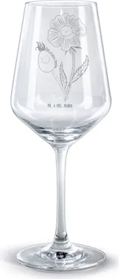Produktbild von Mr. & Mrs. Panda glas für rotwein Blume Hagebutte - Transparent - Geschenk, weinglas graviert, Rotweinglas mit Gravur, Schlechte Gedanken, Bordeauxglas, Garten
