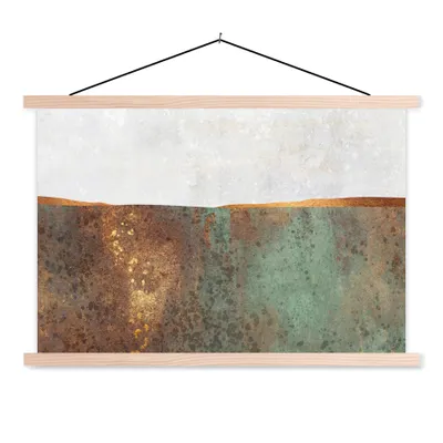 Produktbild von MuchoWow® Textilposter Abstrakt - Luxus - Gold 120x80 cm mit holzfarbenen Rahmen - Aufhängeset