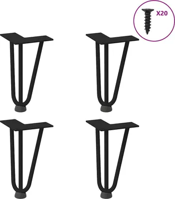 Immagine prodotto di Gambe a forcella 4 pezzi nero 20 cm in acciaio massiccio