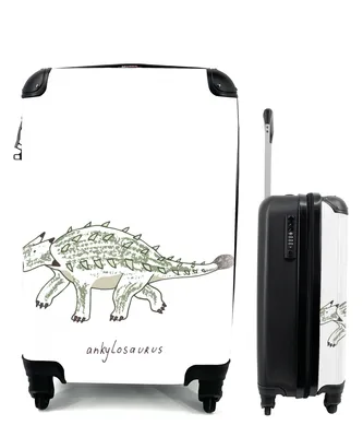 Produktbild von MuchoWow® Koffer Handgepäck Trolley Rollkoffer Kleine Reisekoffer mit 4 Rollen - Dinosaurier - Ankylosaurus - Jungen - Mädchen - Kind - Cabin Size < 55x40x23 cm & 55x40x20 cm - Kinderkoffer - Kabinenkoffer - Boardgepäck - Reise-Box - Reisekoffer - Reisegepäck - Koffer mit Bild - Trolley für Kinder