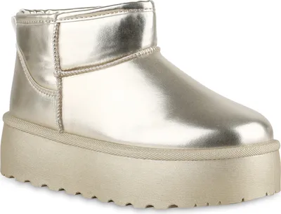 Produktbild von VAN HILL Damen Warm Gefütterte Plateau Boots Profil-Sohle Winter Schuhe 840609, Farbe: Gold, Größe: 38