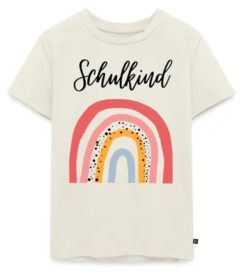 Produktbild von Spreadshirt Einschulung Schulkind Regenbogen Geschenkidee Kinder Premium T-Shirt, 110/116 (4 Jahre), Naturweiß