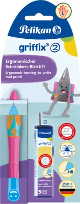 Produktbild von Pelikan griffix® Bleistift für Linkshänder, Lovely Pink, Pink, Kunststoff, Dunkles Grau, HB, 1 Stück(e), Deutschland